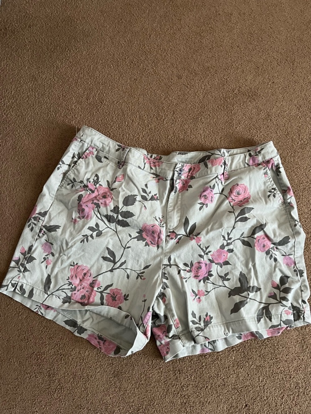 Lane Bryant Pink Rose Print Shorts